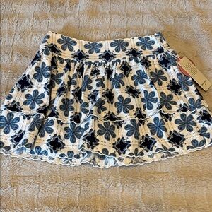 Agua Bendita Blue and White Floral Skater Skirt